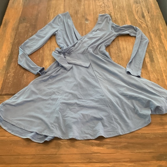 Gray Blue Wrap Style A Line Dress Long Sleeve Forever 21 Small - Picture 5 of 5